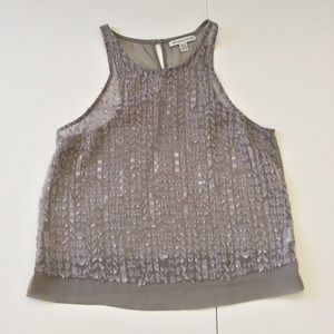 American Eagle Outfitters Sheer Textured Sleeveless Top Gray XS